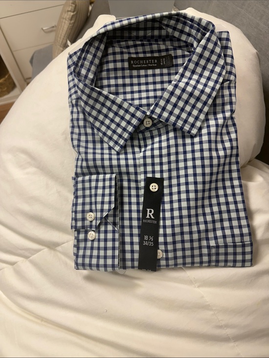 Rochester Other - Men's Blue and White Check Dress Shirt